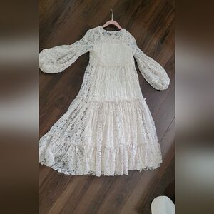 Joyfolie Cream Tiered Bridal Gown with Bell Sleeves